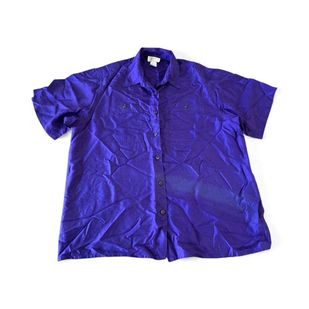 Vintage Mervyns Large 100% Silk Blouse | Purple